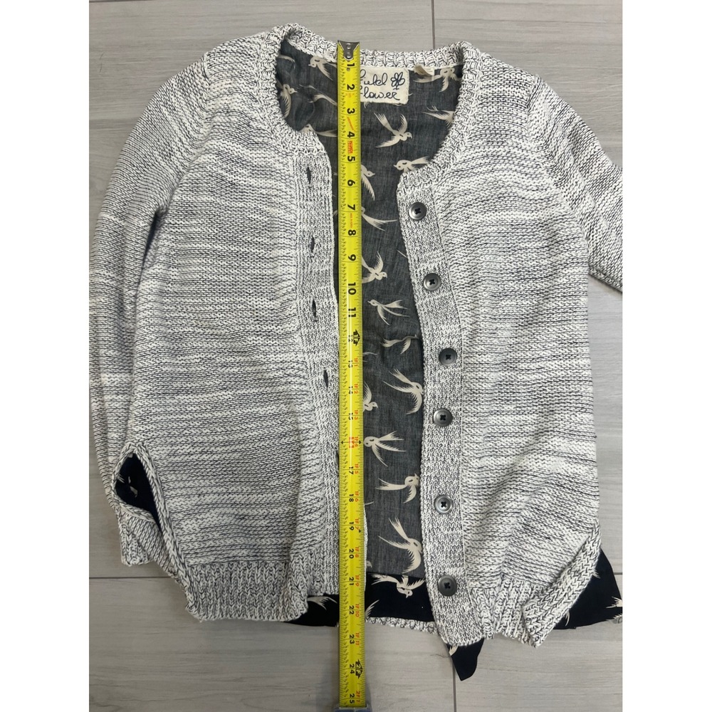 Field Flower Anthropologie Cardigan Sweater Grey Space Dye Sz S Boho Cottagecore - Picture 8 of 9